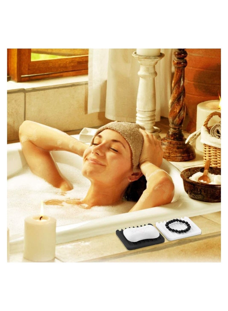 SYOSI Soap Dish, 2PCS Premium Silicone Soap Saver for Shower, Kitchen, Bathroom, Soap Holder for Tub, Razor, Soap Bar Container, Keep Dry, Non-Slip, Easy Cleaning - Image 4