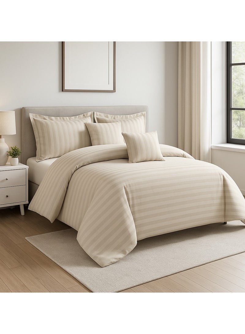 مينج لي طقم مفرش فندقي مزدوج 7 قطع من مايكروفايبر مع حشوة قابلة للفصل – ناعم ومريح يناسب سرير 200×200 سم - Image 1