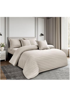 Ming Li 6-piece striped hotel bed comforter set, king size, 240x220 cm  - Image 1