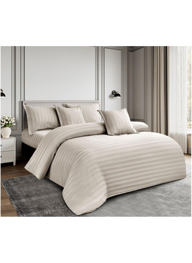 Ming Li 6-piece striped hotel bed comforter set, king size, 240x220 cm  - Image 1