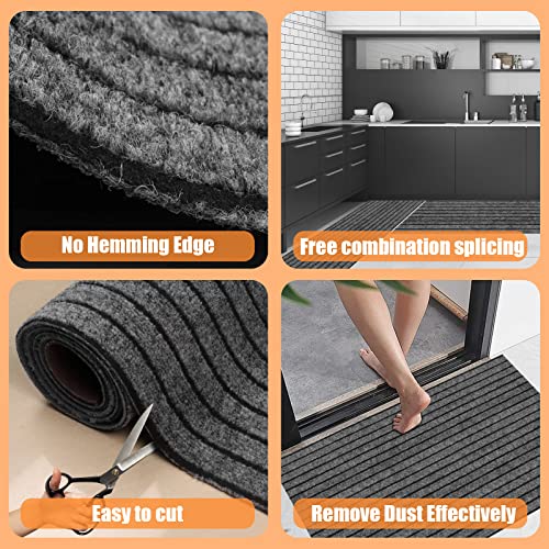 Weidear Hallway Runner Rug with Rubber Backing, Laundry Room Rug Non Slip, Washable Outdoor Indoor Rug Carpet Runner, Customized Area Rugs Mat for Entryway, Balcony, Deck-2FT x 6FT, Gray Stripe - Image 5