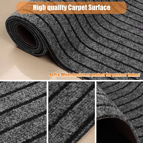 Weidear Hallway Runner Rug with Rubber Backing, Laundry Room Rug Non Slip, Washable Outdoor Indoor Rug Carpet Runner, Customized Area Rugs Mat for Entryway, Balcony, Deck-2FT x 6FT, Gray Stripe - Image 4