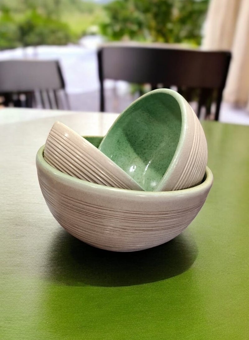 color zone pottery Set of 3 multi-size clay bowls - Aswan silt material, hard and heat-resistant - Image 3