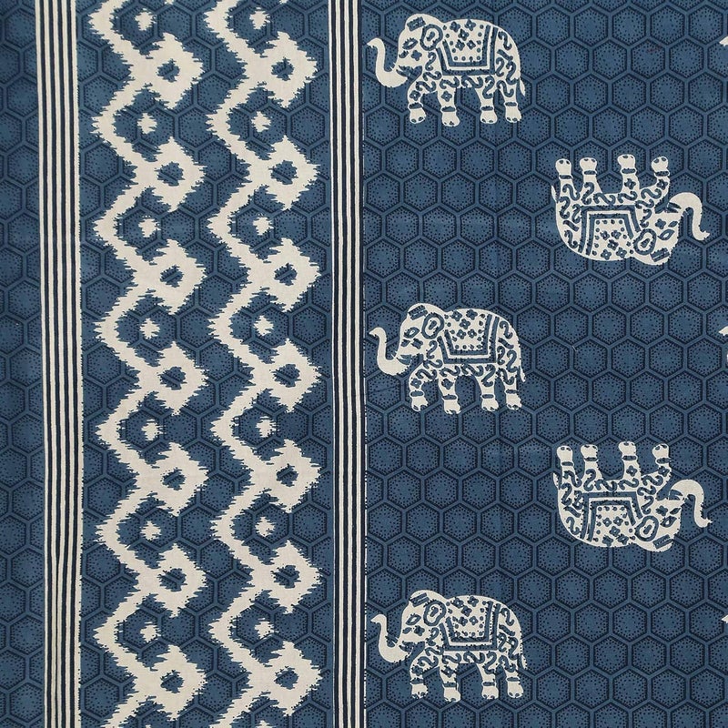 Tenfit TENFIT Maharaja Special Hathi Pure Soft Cotton Diwan Cover Set 8 Pcs Set 5 Cushion Cover2 Bolster Cover1 Bedsheet Dark Blue  - Image 5