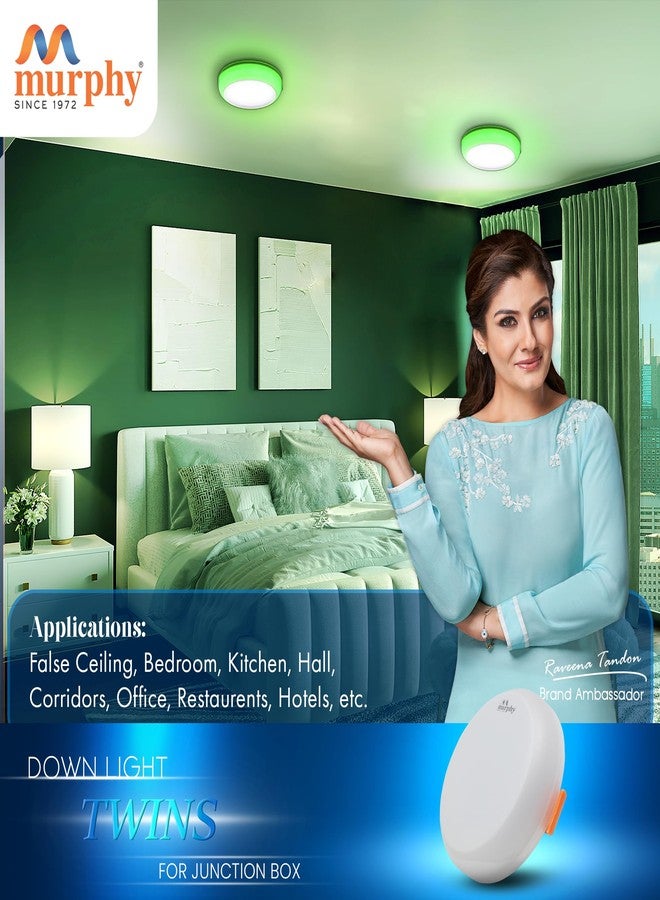 Murphy 2-in-1 7W+7W Double Color Round LED Deep Junction Box Light (Cool White+Green, Pack of 20) - Image 5