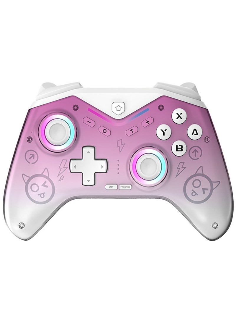 MingPin Classic Gamepad CM-619 Wireless Gaming Controller for Switch / iOS / Android / PC / Smart TV with Hall Effect Joystick, 1000Hz Polling Rate, Turbo Function, 6-Asix Gyroscope, Dual Motor, Vibration Level Adjustable, Anti-Slip Grip, 600mAh Lithium-Ion Battery, Custom Back Key, RGB Lighting Effect - Image 1
