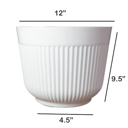 IMAGINEA 12 Inch Flower Pot for Home Decoration | Big Size Plastic Pot for Living Room, Office | Gamla for Home, Laws & Garden Décor | Pots for Balcony | Large Pots for Garden (White, Pack of 4) - Image 2