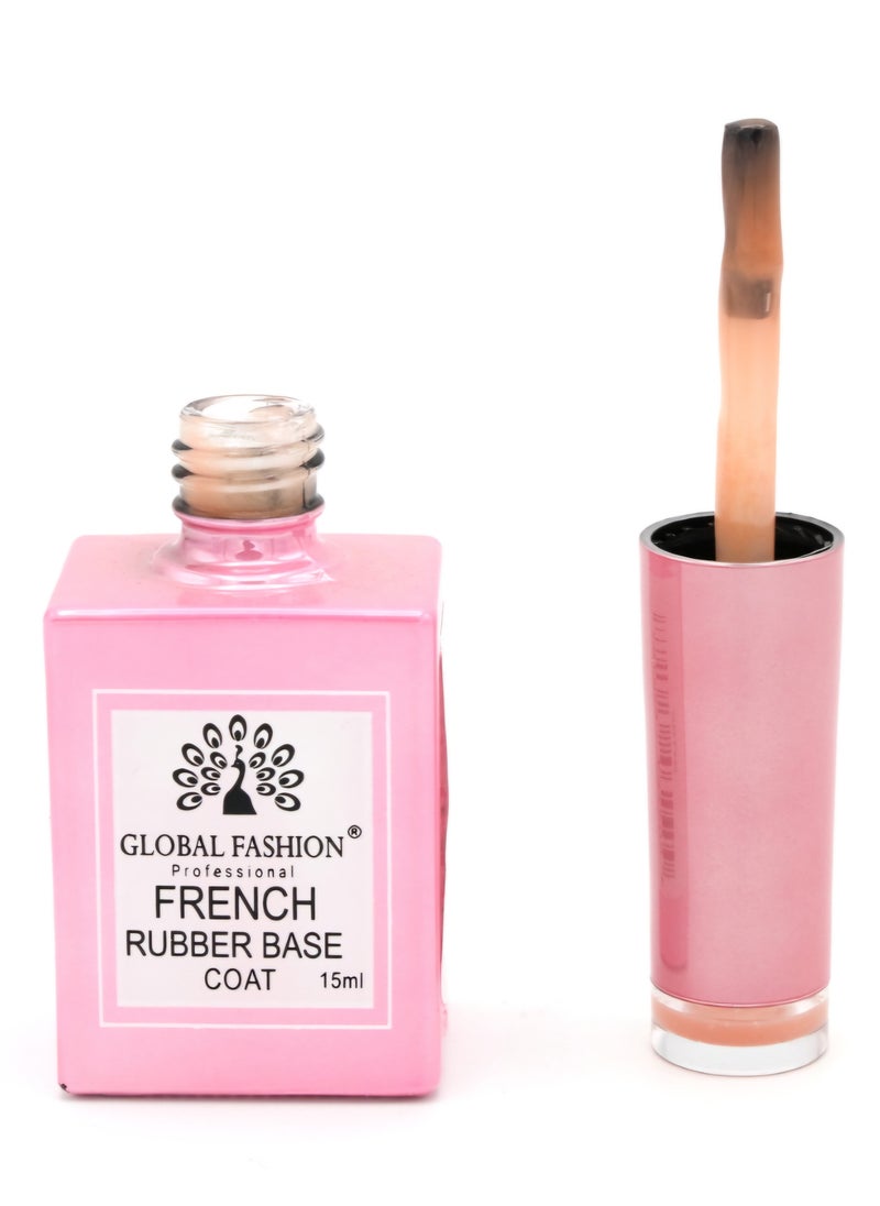 GLOBAL FASHION Professional - GLOBAL FASHION Professional French Rubber Base Coat 15ml: Long-Lasting, Durable, & Chip-Resistant Gel Nail Polish Base Coat for Manicure and Pedicure | (2) - Image 1