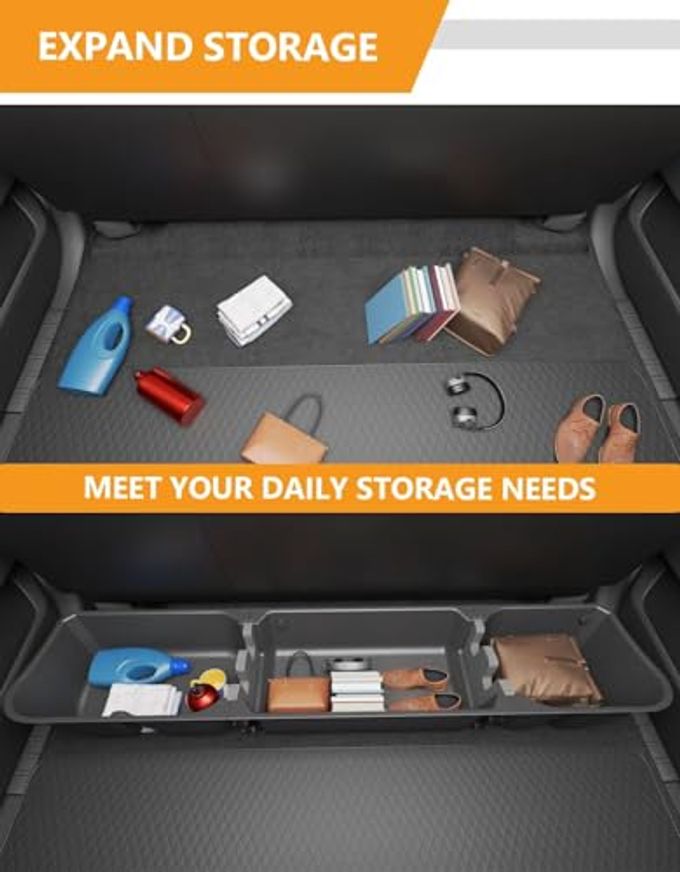 KINGGERI Under Seat Storage Boxes Compatible With 2015-2026 Ford F-150 F150 Supercrew Cab, 2017-2026 Ford F-250 F-350 F-450 F-550 Super Duty, Upgraded Rear Under Back Seat Cargo Tool Box Organizer - Image 3