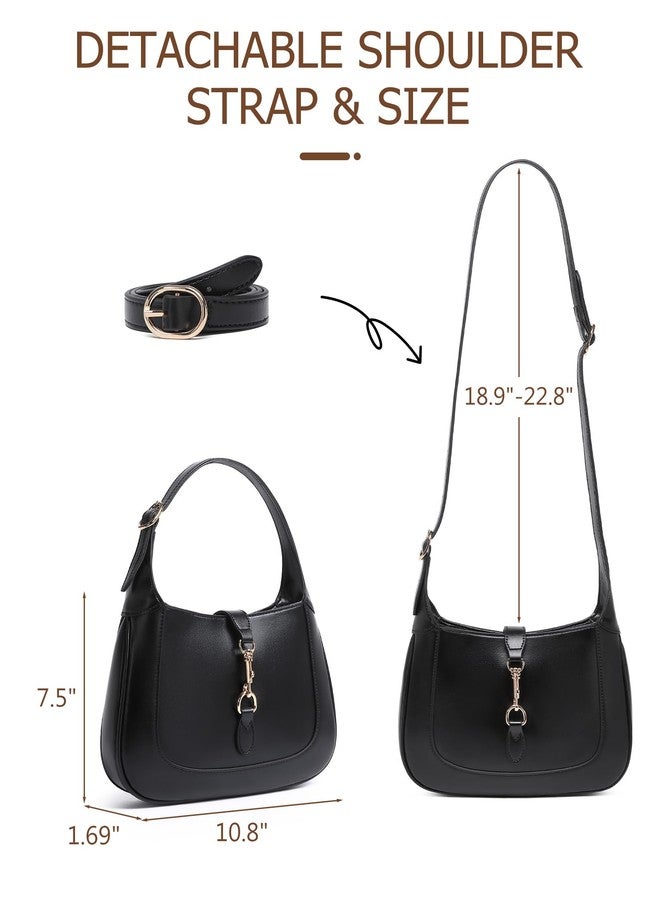 BAVERGE Shoulder Bag for Women, Soft Vegan Leather Purse Top Handle Handbag Small Crossbody Bag with Adjustable Strap, Black - Image 4