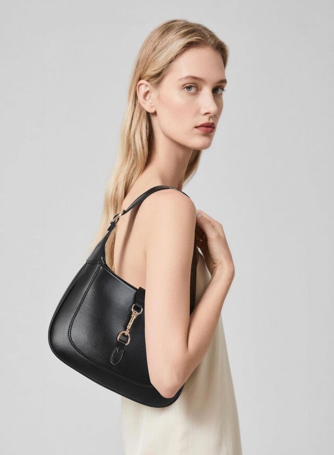 BAVERGE Shoulder Bag for Women, Soft Vegan Leather Purse Top Handle Handbag Small Crossbody Bag with Adjustable Strap, Black - Image 3