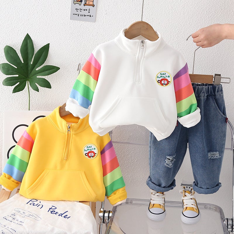Boys And Girls Color Matching Suit Children'S Baby Autumn Western Style Collar Vests Two-Piece Set - Image 2