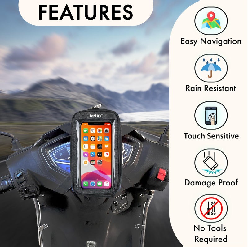JETLIFE Premium Mobile Holder X2 for Scooters Scooty's Like Activa Jupiter EV (Carbon Black) - Image 2
