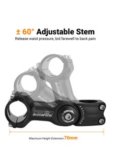 Excefore Bike Stem, 110mm Adjustable MTB Stem, Aluminum Alloy Mountain Bike Handlebar Riser Extender, for Most Mountain Bike Road City Bike MTB  - Image 2