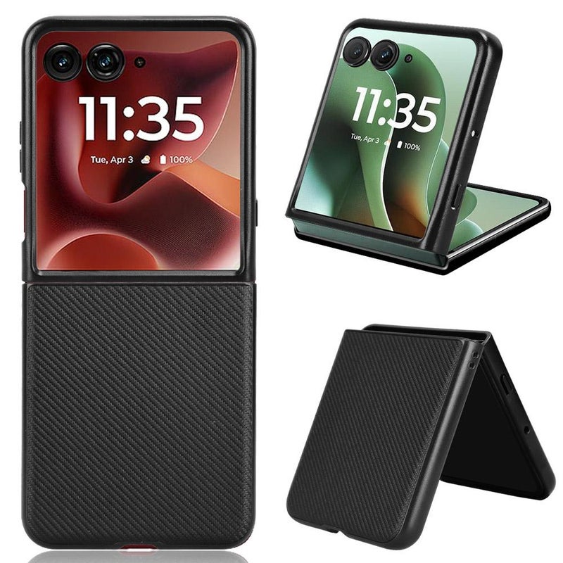 إيروريكس جراب هاتف موتورولا رازر 60 ألترا المصنوع من الجلد الصناعي (أسود) - Image 1