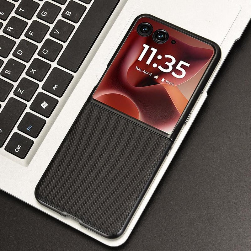 إيروريكس جراب هاتف موتورولا رازر 60 ألترا المصنوع من الجلد الصناعي (أسود) - Image 2