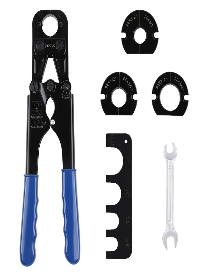 Flytuo PEX Crimping Tool Set Interchangeable Jaw with 4 Sizes - 1", 1/2", 3/4", 3/8" for Copper Crimp Rings, Includes Go/No-Go Gauge, Complies with ASTM F1807 Standard - Image 1