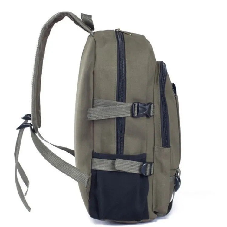 Bluejw Solid Color Retro Canvas Laptop Backpack Large Capacity Student Backpack Computer Travel Bag - Image 2