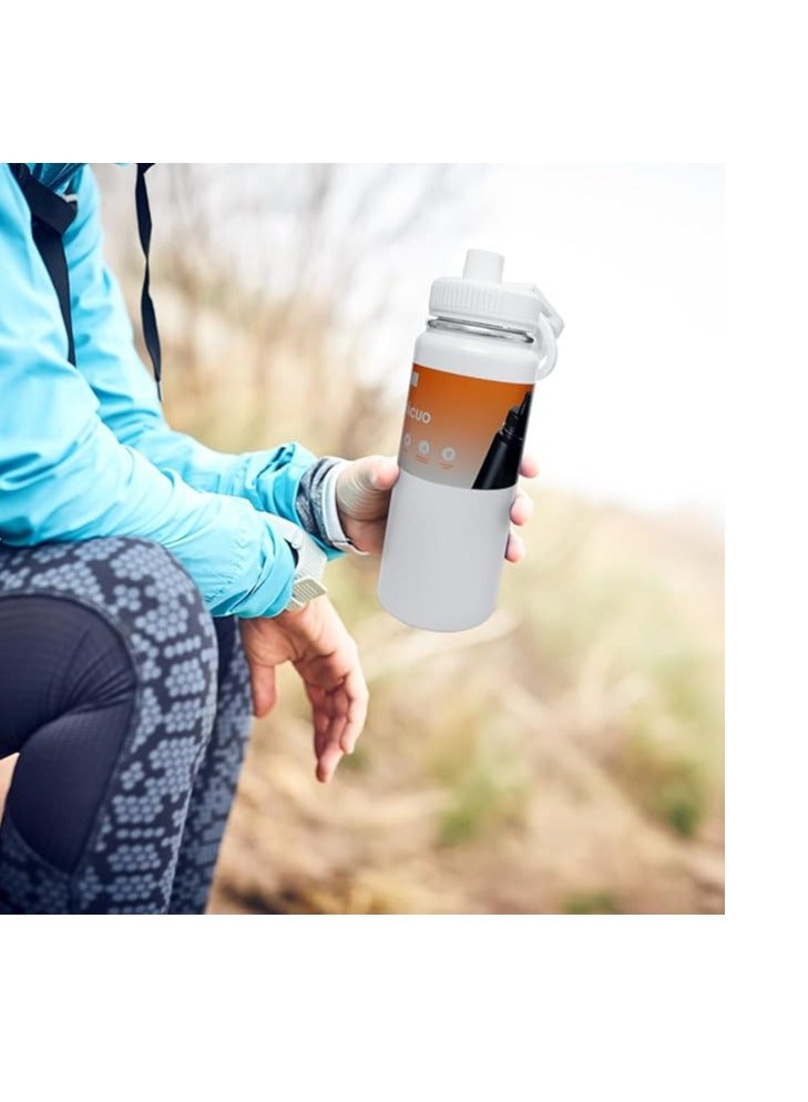 Stainless Steel Water Bottle, 600ml Double Walled Insulated Water Bottle Leak proof Wide Mouth Straw Lid, Sports Water Bottle For Indoor and Outdoor Activities  - Image 2