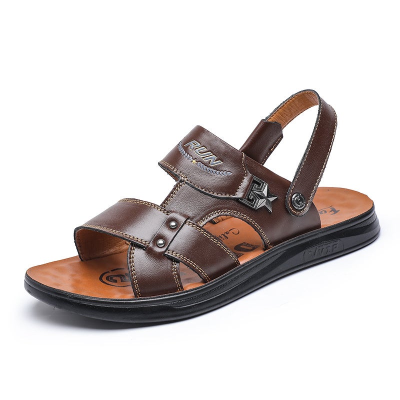 First layer cowhide new mens sandals mens soft leather beach shoes casual mens shoes thick bottom soft leather slippers a generation of hairSandals 6611 Brown Sandals 6611 Brown