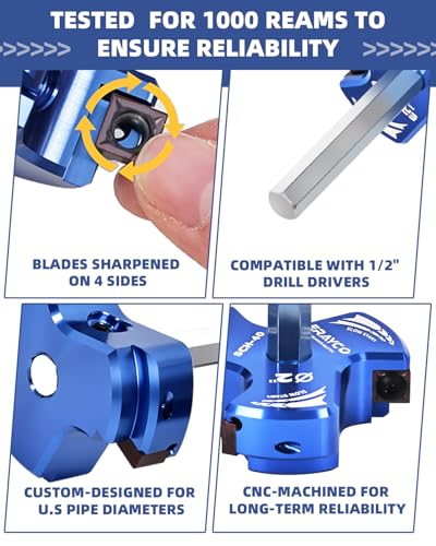 ERAYCO 114 Inch Triple Blade PVC Pipe Reamer Plastic Pipe Fitting Reamer Tool for Plumbing 3 Blades PVC Fitting Saver for SCH40 ABS CPVC Pipe - Image 3
