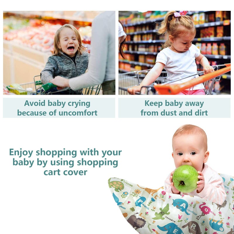 PICcircuit Shopping Cart Cover for Baby, High Chair Cover, Cart Cover for Babies, Kids& Toddlers, Portable 2-in-1 Design, Includes Free Carry Bag for Market and Resturant Use(Cute Zoo) - Image 4