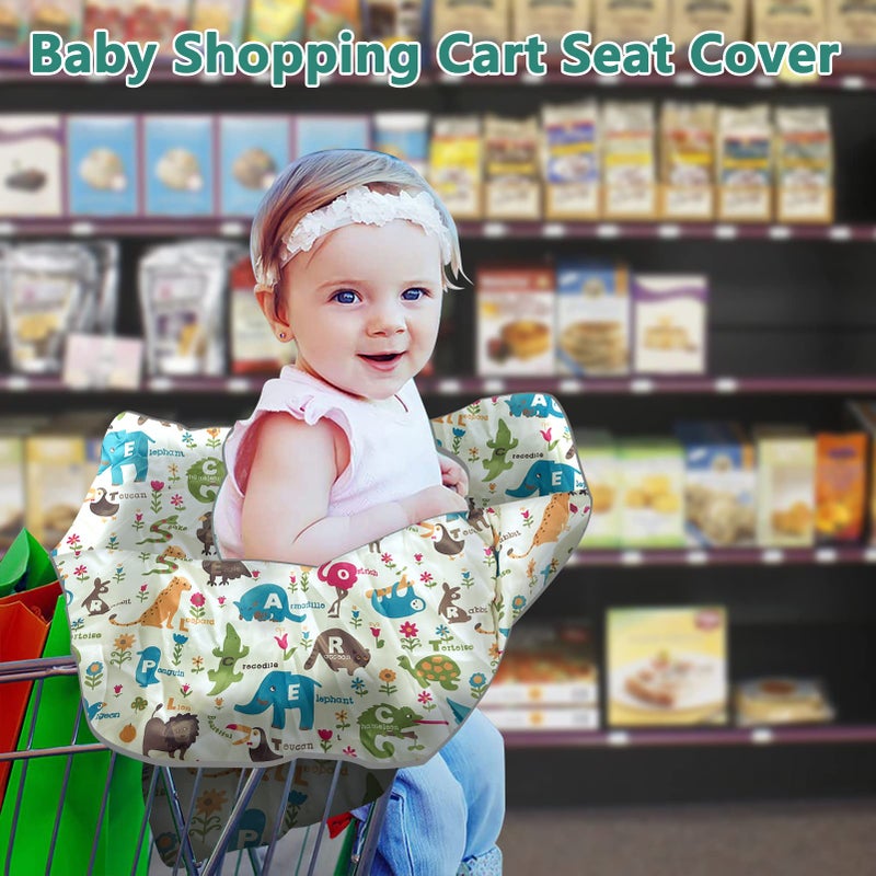 PICcircuit Shopping Cart Cover for Baby, High Chair Cover, Cart Cover for Babies, Kids& Toddlers, Portable 2-in-1 Design, Includes Free Carry Bag for Market and Resturant Use(Cute Zoo) - Image 2