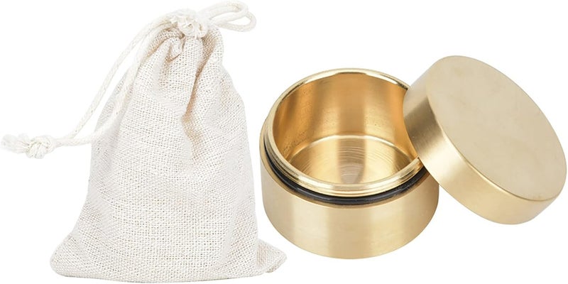 Estink Brass Mini Container, Outdoor Round Shape Brass Box Metal Jewelry Sealed Container Proof Storage Box for Pills Tea Leaves Jewelry (M)
