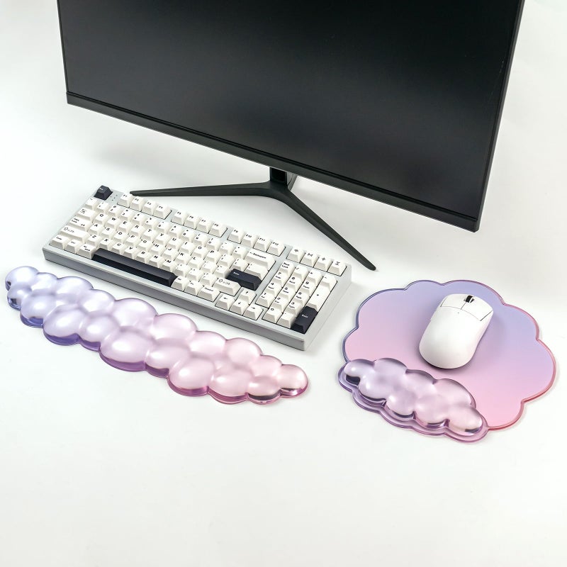 Sumgsn Gel Wrist Rest with Mouse Pad Wrist Support for Keyboard and Mouse - Ergonomic Gradient Purple Pink Cloud Mouse Pad Office Accessories for Computer/Laptop/Gaming/Home/Office/Typing Pain Relief - Image 2