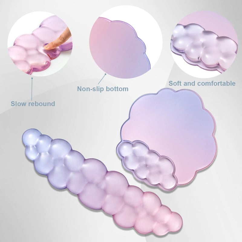 Sumgsn Gel Wrist Rest with Mouse Pad Wrist Support for Keyboard and Mouse - Ergonomic Gradient Purple Pink Cloud Mouse Pad Office Accessories for Computer/Laptop/Gaming/Home/Office/Typing Pain Relief - Image 4