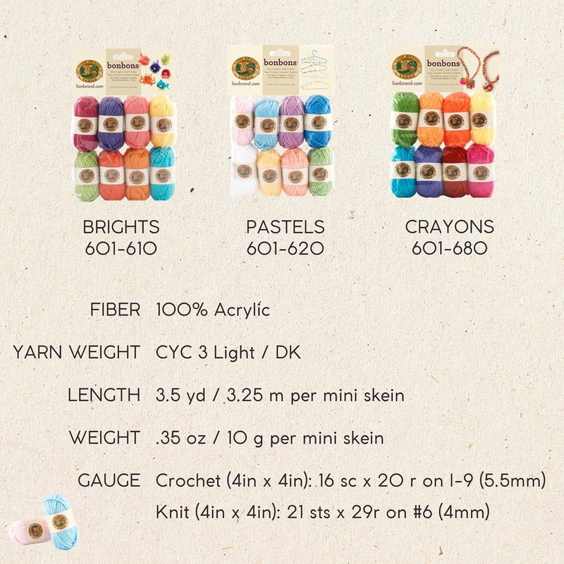 Lion Brand Yarn BonBons Pack Party - 8 Mini Skeins of Colorful Acrylic Yarn for Knitting and Crocheting - Image 5