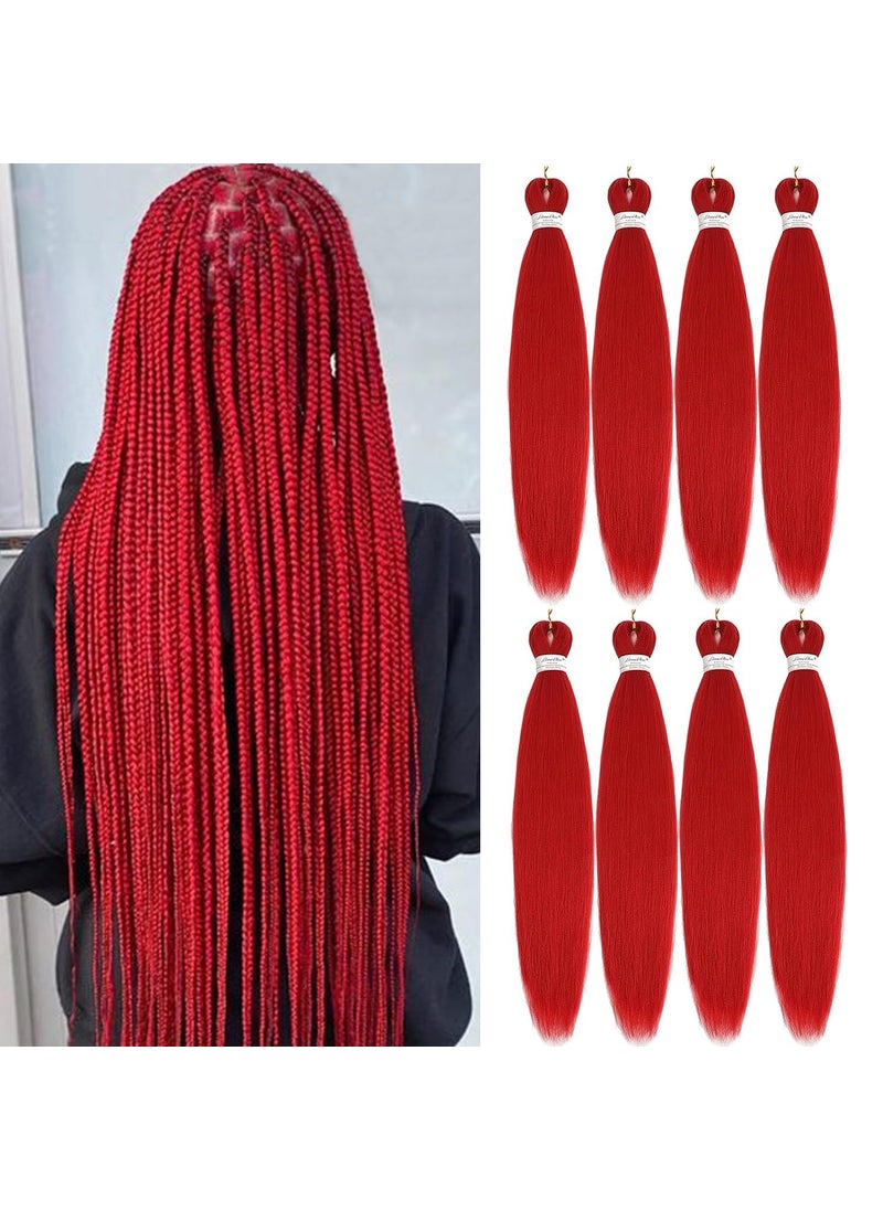 Liang Dian Liang Dian PreStretched Braiding Hair 28 Inch 8 packs Hot Water Setting Synthetic Hair Crochet Braiding Hair Extension Red 