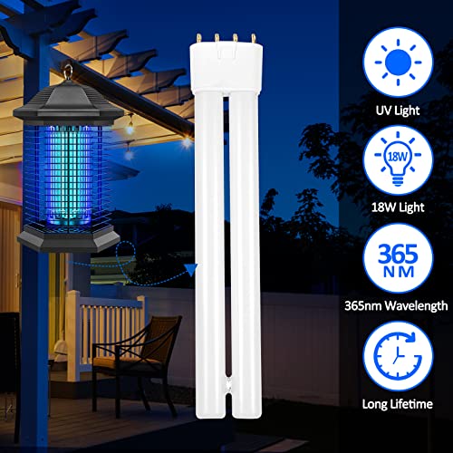 AMUFER 18W Bug Zapper Replacement Bulb, H-Shaped Tube with 4-Pin Base Bug Light, Replacement Light Bulb Compatible with 18W Mosquito Zapper, 8.9x1.7 Inches - Image 4