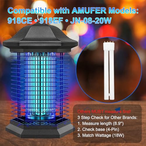 AMUFER 18W Bug Zapper Replacement Bulb, H-Shaped Tube with 4-Pin Base Bug Light, Replacement Light Bulb Compatible with 18W Mosquito Zapper, 8.9x1.7 Inches - Image 5