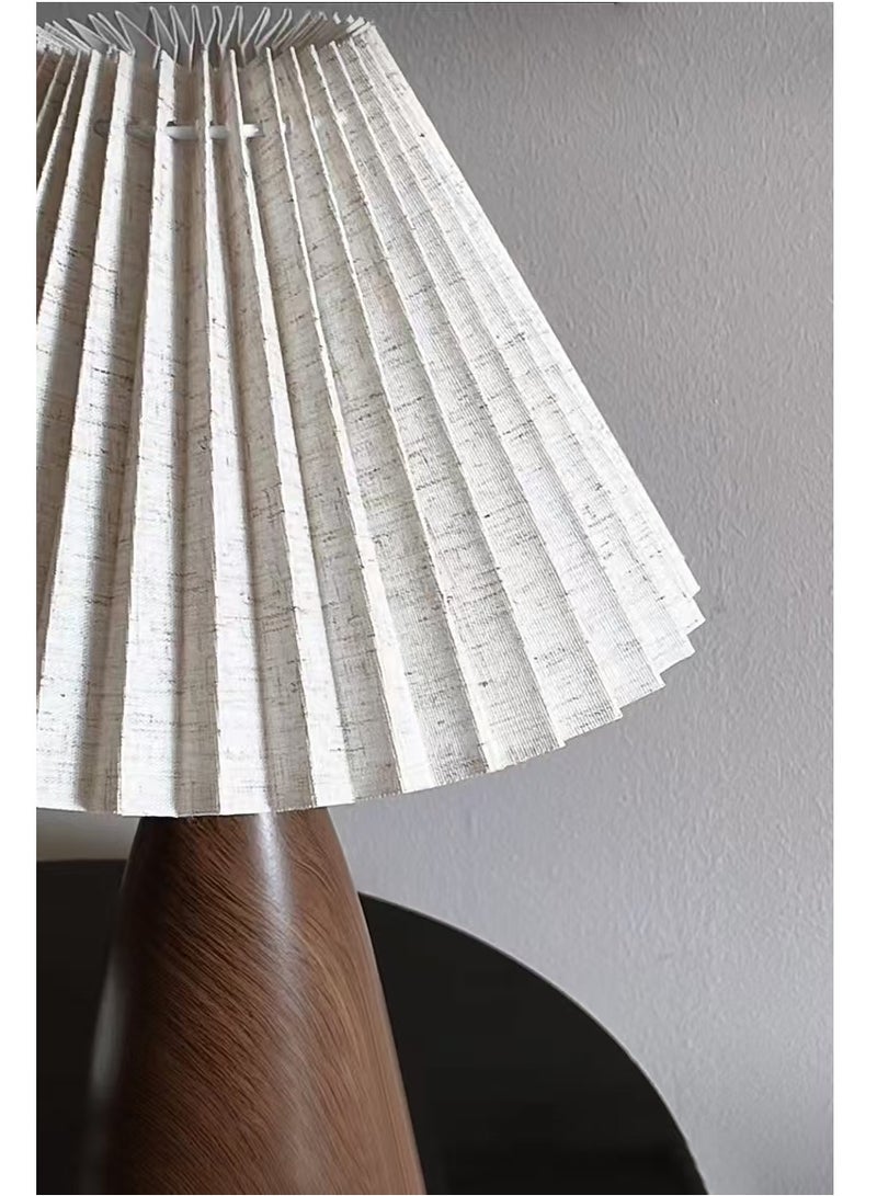 Pleated lampshade table lamp, bedside lamp, master bedroom vintage lighting, white fabric lampshade table lamp  - Image 2