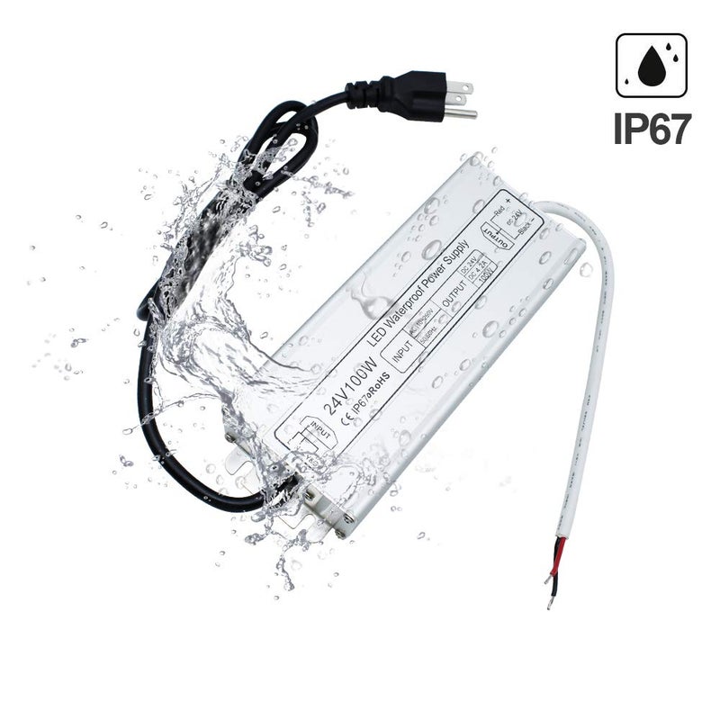 inShareplus LED Power Supply, 100W IP67 Waterproof Outdoor Driver,AC 110-260V to DC 24V 4.2A Low Voltage Transformer, Adapter with 3-Prong Plug for LED Light, Computer Project, Outdoor Use - Image 5