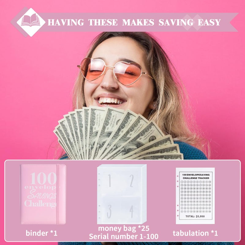 NICOOTH 100 Envelopes Money Saving Binder A5 Savings Challenge Book Easy and Fun Way to Save $5050 - Image 5