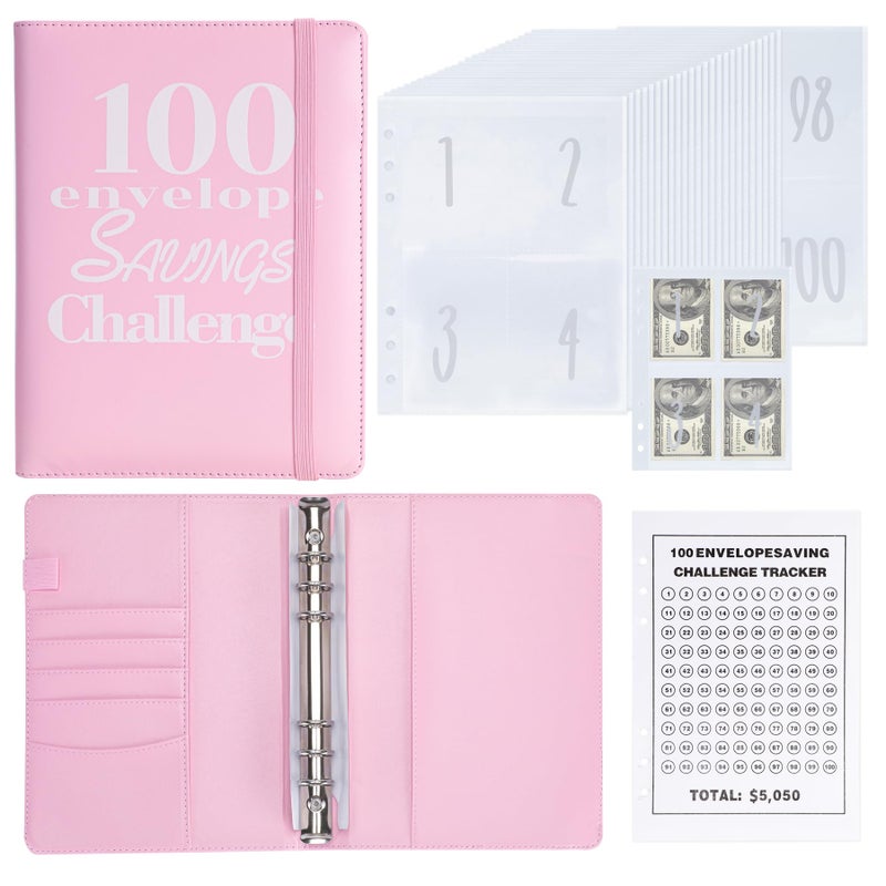 NICOOTH 100 Envelopes Money Saving Binder A5 Savings Challenge Book Easy and Fun Way to Save $5050 - Image 1