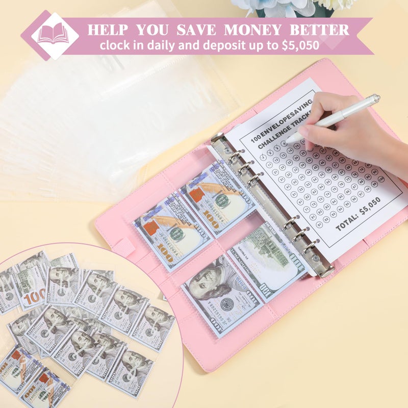 NICOOTH 100 Envelopes Money Saving Binder A5 Savings Challenge Book Easy and Fun Way to Save $5050 - Image 4