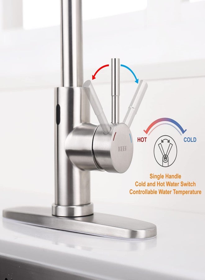 Keer Touchless Faucet with Pull Down Sprayer, Motion Sensor & Soap Dispenser - Single High Arc Pull Out Faucet for Kitchen Sink, RV - Brush Nickel - Image 3