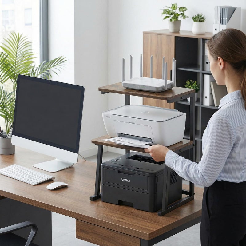 VonDream 3-Tier Desktop Printer Stand, Universal Size Printer Shelf Organizer with Wide Platform, Heavy-Duty Multi-Purpose Office Desk Shelves for Home Office Organization - Image 3