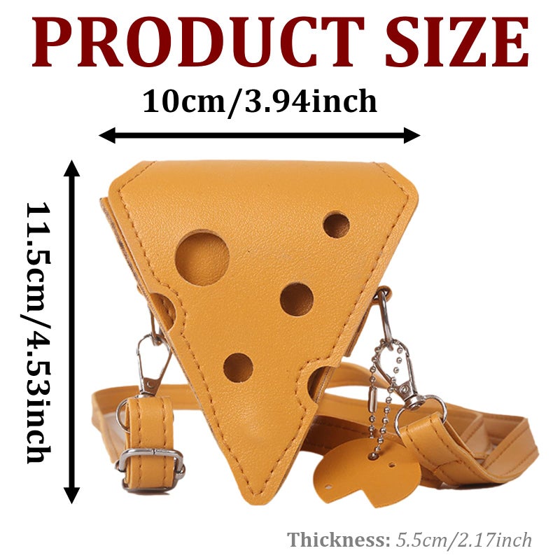 XDHLDULYK Cheese Shaped Crossbody Bag, Creative Mini Shoulder Bag Women Fashion Handbag PU Leather Wallet Purse (Triangular) - Image 4