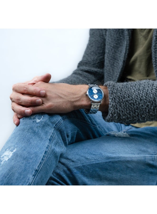 بيير كاردان ساعة بيير كاردان CBA.4027 لوكس فضية وزرقاء للرجال - قطعة زمنية معدنية أنيقة - Image 2