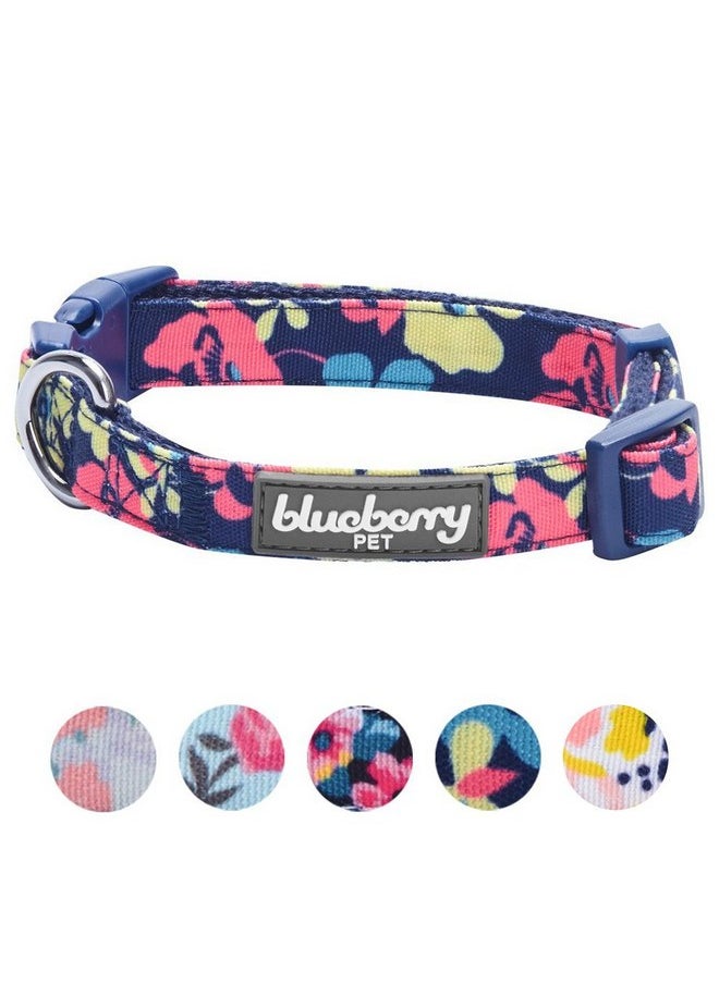 Blueberry Pet Blueberry Pet Made Well Profound Floral Print Adjustable Dog Collar in Navy Blue, X-Small, Neck 7.5"-10"  - Image 2