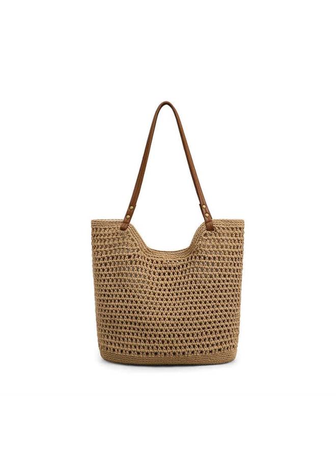 Yuyula Handbag, Women's Large Capacity Tote Bag, Commuter Shoulder Bag, Woven Grass Bag, Birthday Gift, High-end Feel, Present For Girlfriend Or Wife - Image 4