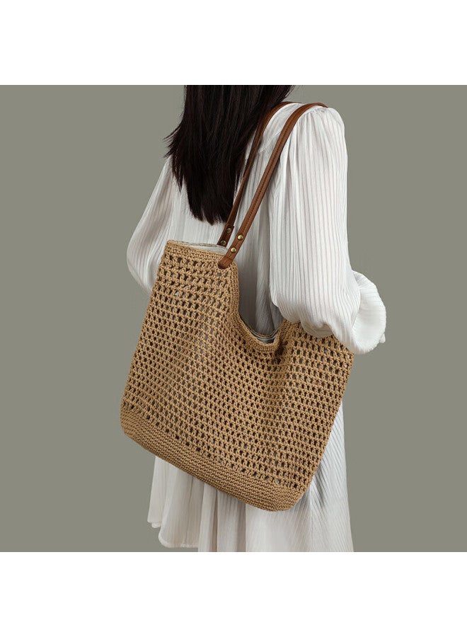 Yuyula Handbag, Women's Large Capacity Tote Bag, Commuter Shoulder Bag, Woven Grass Bag, Birthday Gift, High-end Feel, Present For Girlfriend Or Wife - Image 3