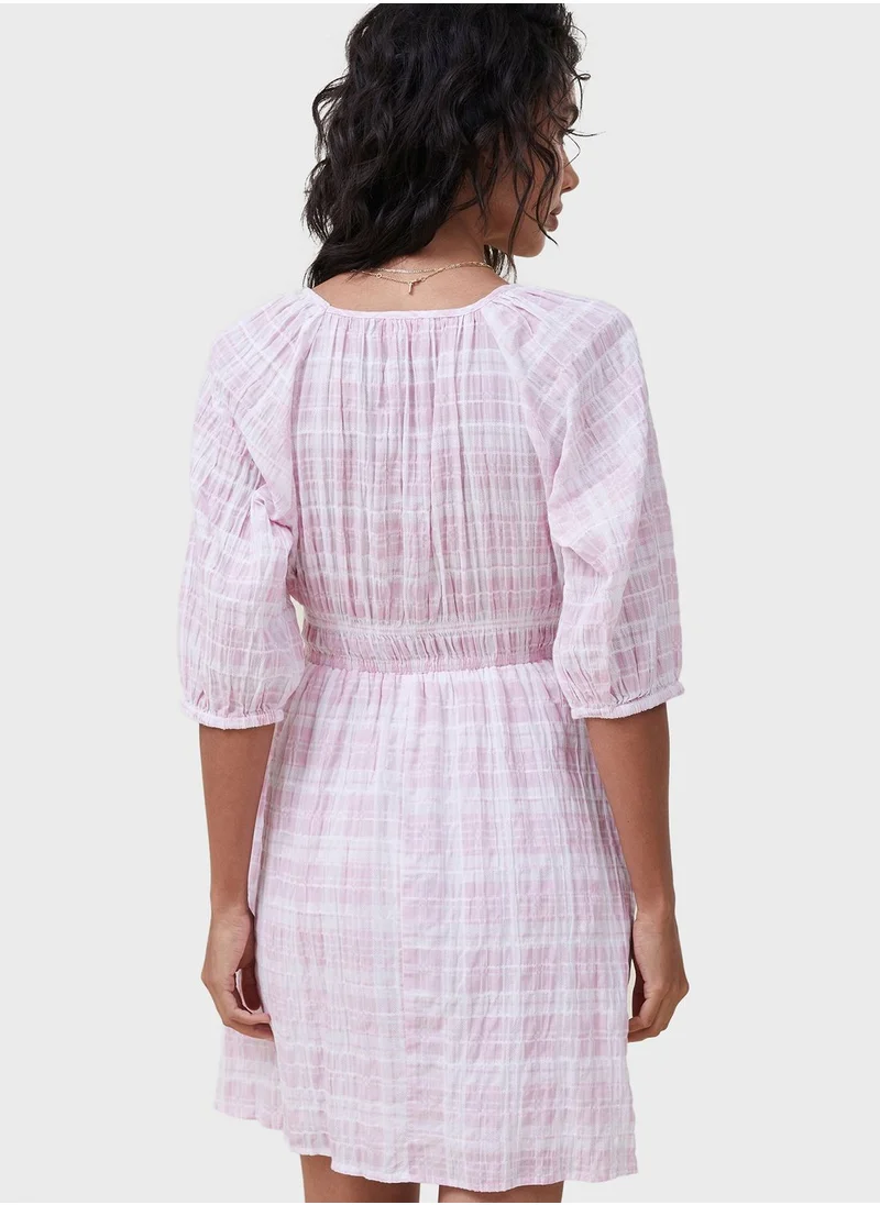 Cotton On V-Neck Ruffle Puff Sleeve Dress
