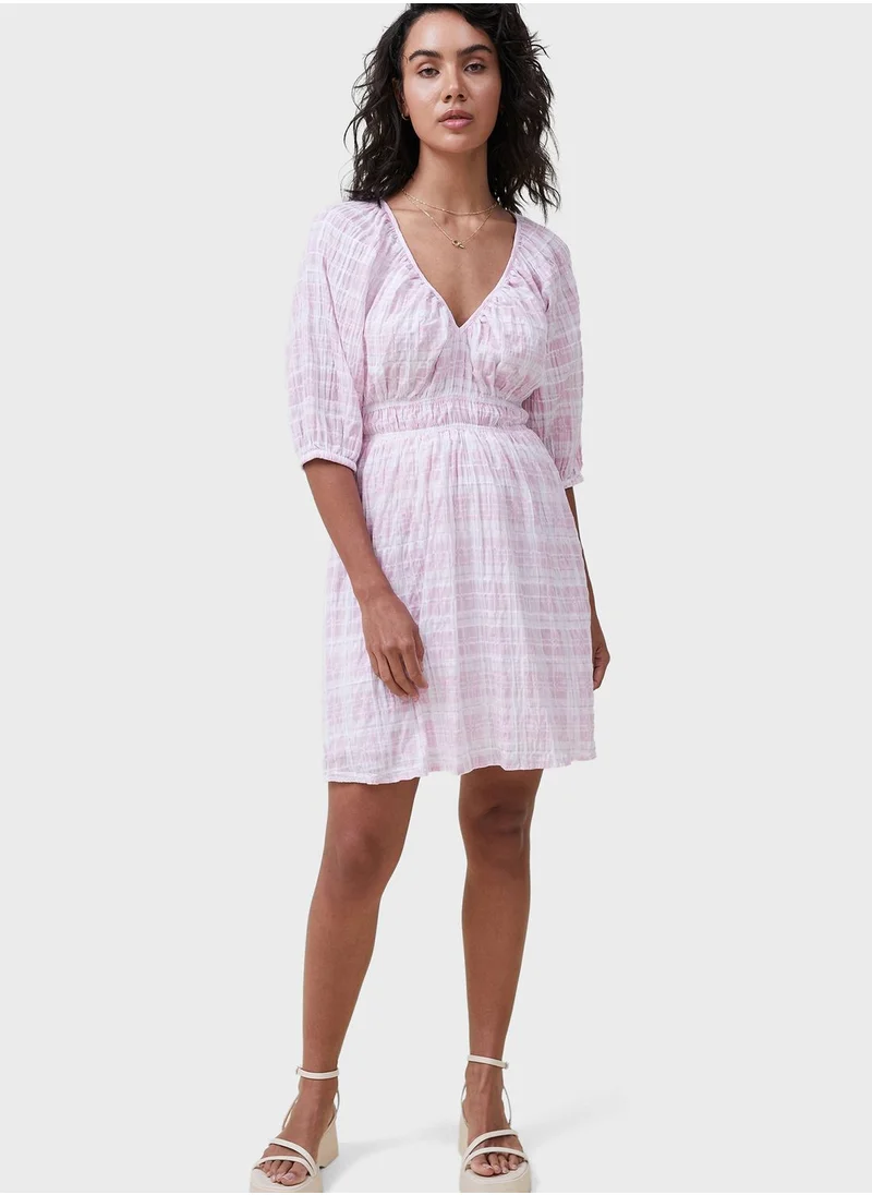 Cotton On V-Neck Ruffle Puff Sleeve Dress