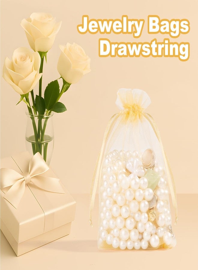 Crweety 50 Pcs 3x4 Inch Gold Organza Bags, Small Mesh Gift Bags Drawtring for Wedding Favor Bridal Shower Party Favor, Luxury Jewelry Pouches for Holiday & Christmas Gift Wrap - Image 4