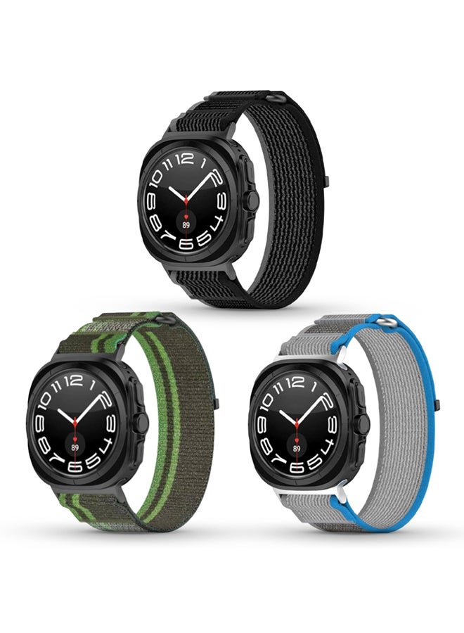 O Ozone (Pack of 3) Sport Loop Nylon Band Compatible with Samsung Galaxy Watch Ultra Bands 47mm (2024) Men Women, Adjustable Soft Elastic Replacement Wristbands Watch Band for Galaxy Watch Ultra7 - Multicolor  - Image 1